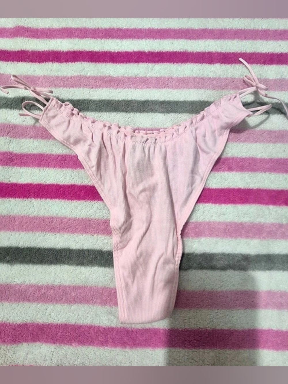 PINK Cotton Side-Tie Thong Panty